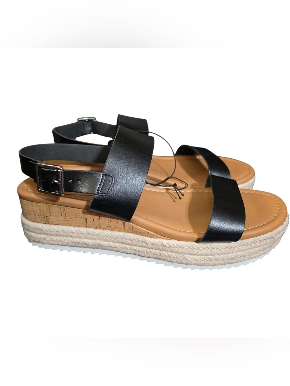 TORRID Black Double Strap Espadrille Sandals With Ankle Strap And Buckle